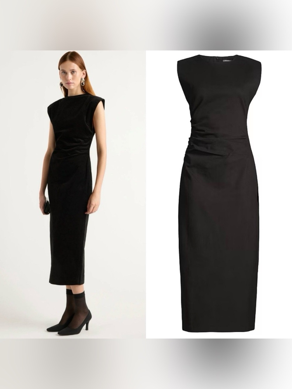 Modern Citizen Black Cambria Structured Corduroy Cap Sleeve Midi Dress Size XL